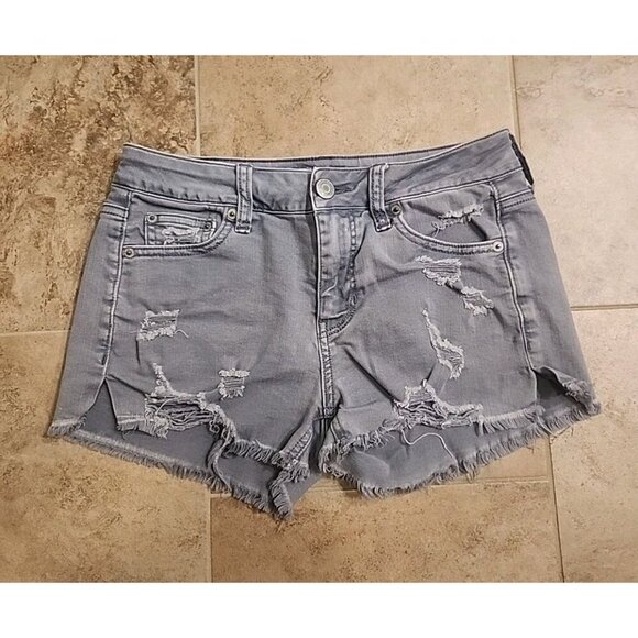 American Eagle Outfitters AEO Tomgirl Shortie Distressed Jean Shorts - Picture 1 of 8
